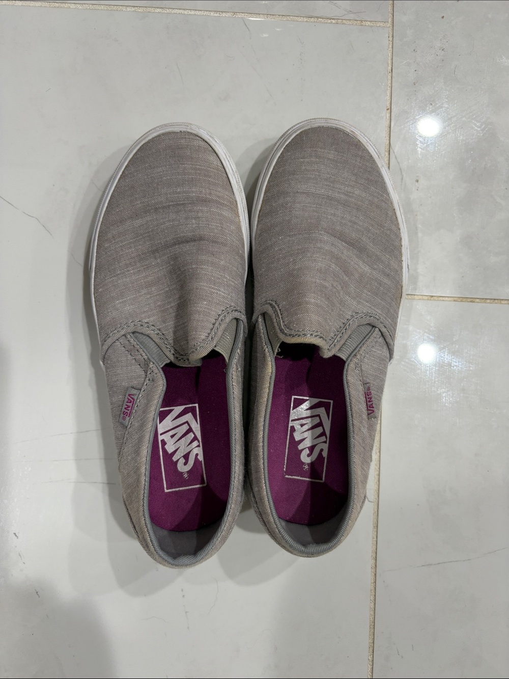 Vans Slip-On Loafers in Gray with Purple Insole size 6